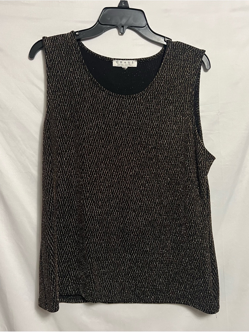Chaus Black & Gold Metallic Tank